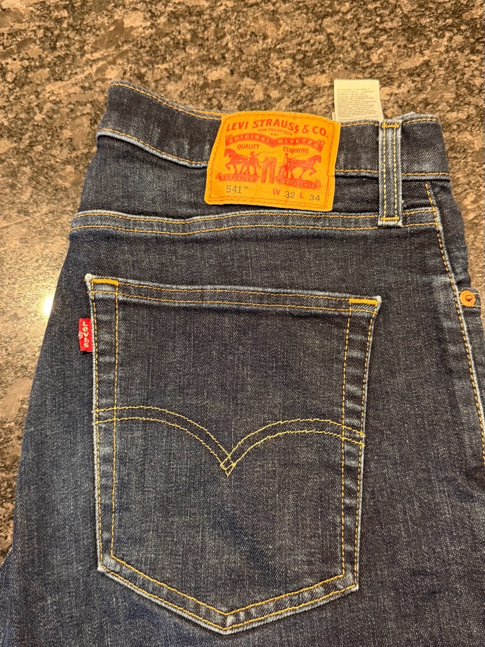 Levi's Men's 541 Relaxed Fit Jeans - Dark Blue with Yellow Stitching